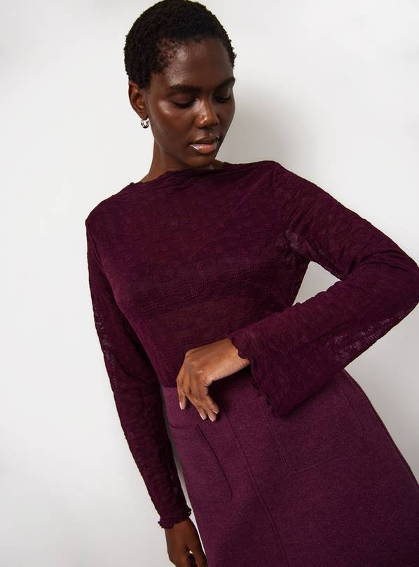 Dark Purple Seamed Lace Detail Top 18